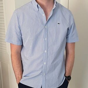 Classic Blue Striped Button-Down Shirt